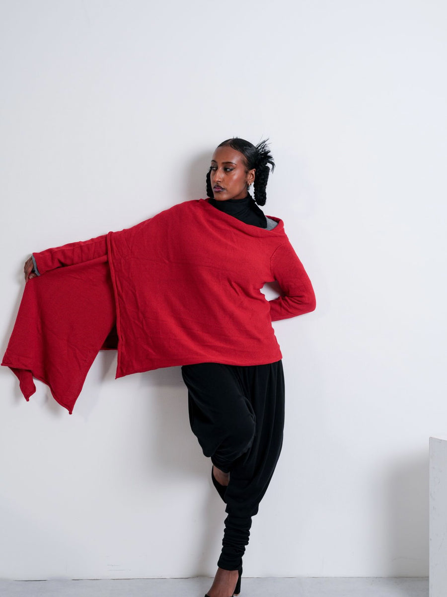 K/ SHAWL WRAP / RED