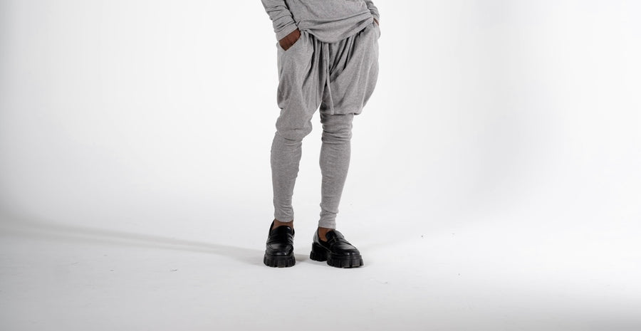 JONES PANTS : MENS DRAWSTRING PANTS / GREY