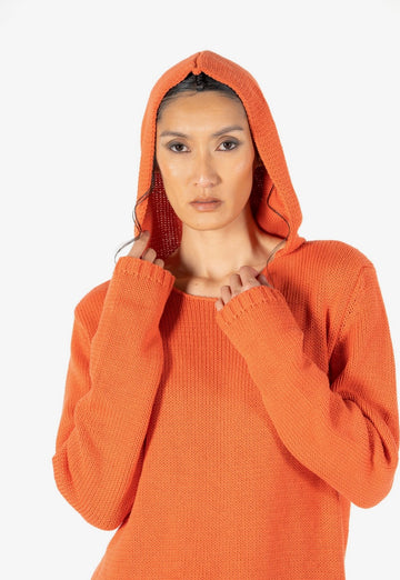 RAS 1 : COTTON MESH HOODIE KNIT / ORANGE