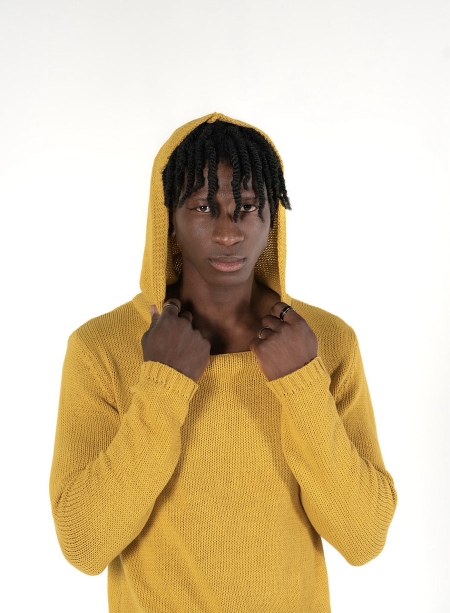 RAS 1 : COTTON MESH HOODIE KNIT / YELLOW