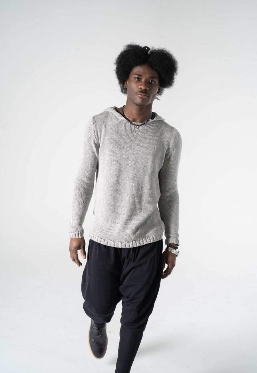 RAS 1 : COTTON MESH HOODIE KNIT / GREY