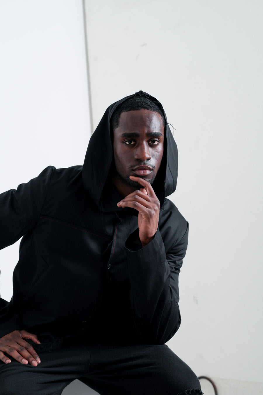 BONEY : LOOSE STYLE HOODED JACKET / BLACK