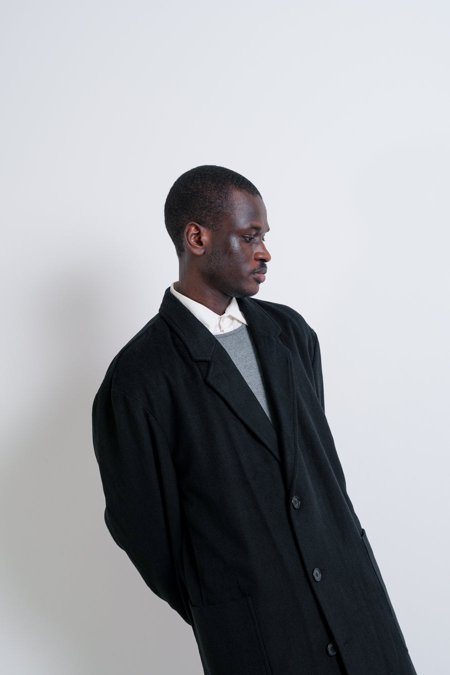 MACK : MENS LOOSE STYLE COAT / BLACK