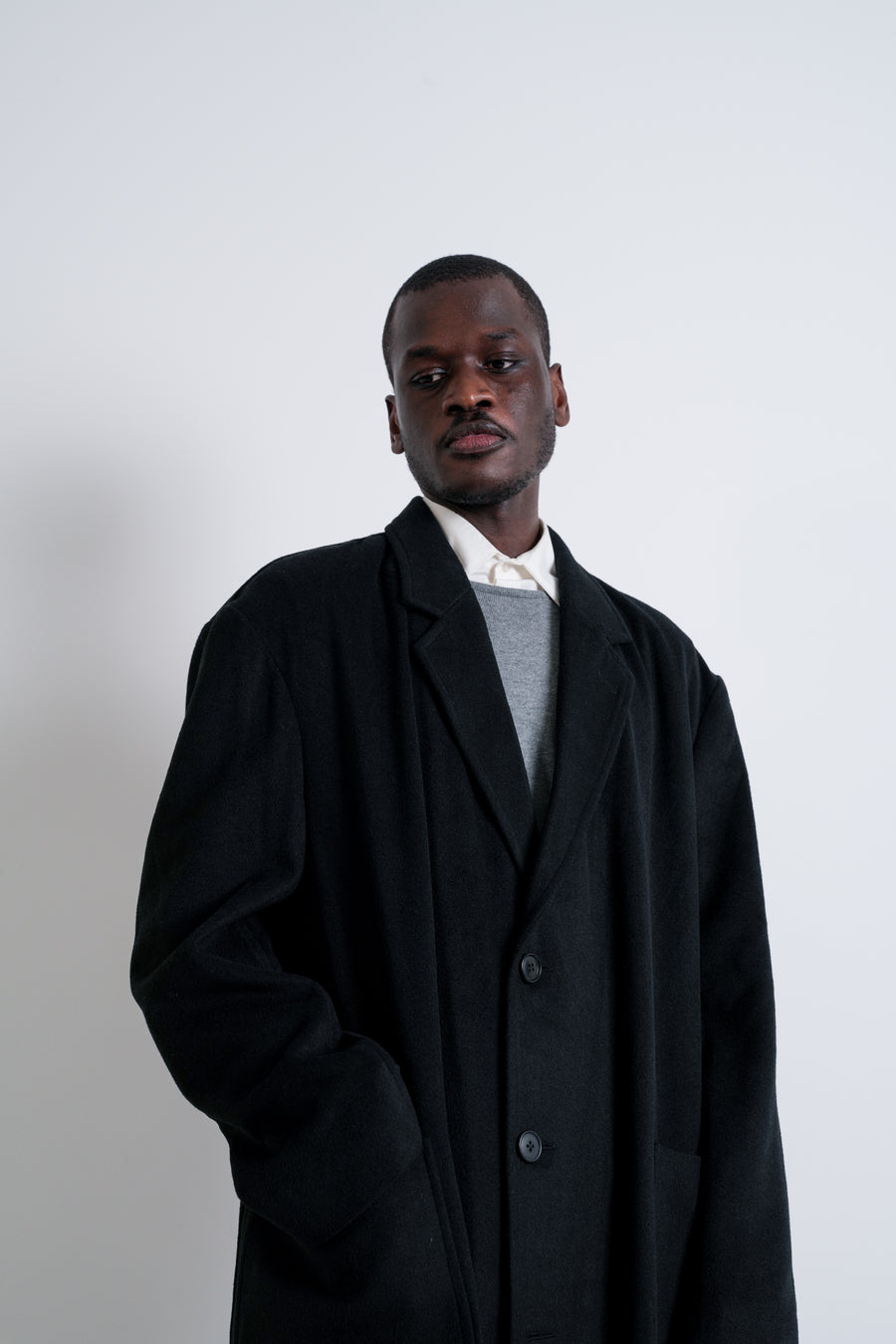 MACK : MENS LOOSE STYLE COAT / BLACK