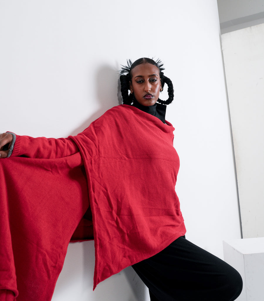 K/ SHAWL WRAP / RED