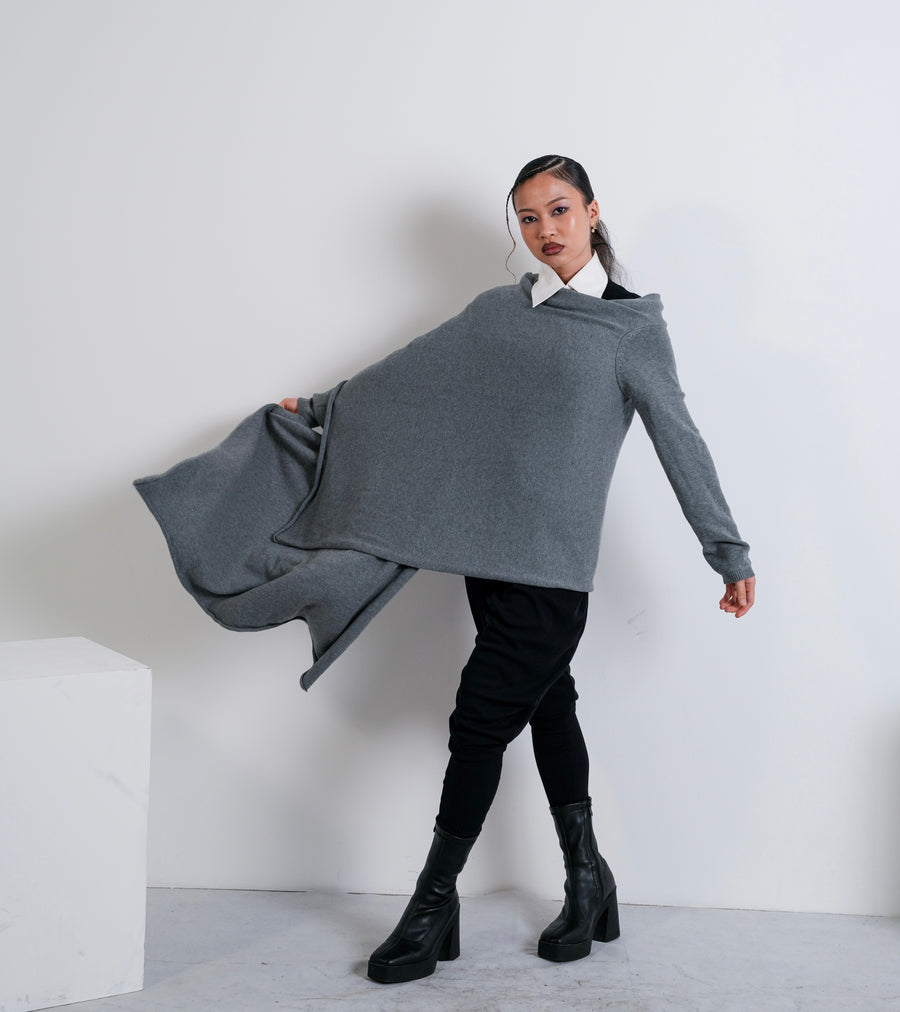 K / SHAWL WRAP  / GREY