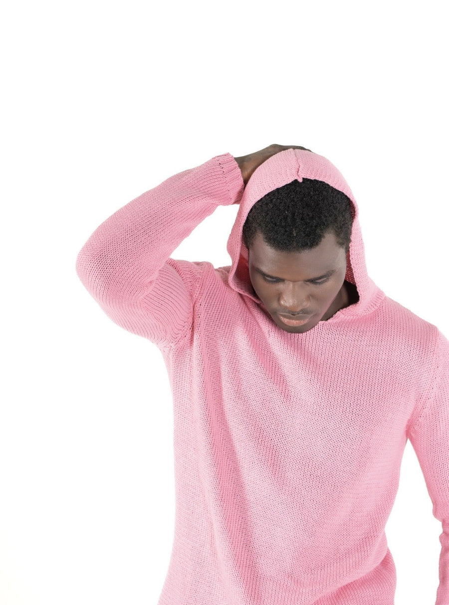 RAS 1 : COTTON MESH HOODIE KNIT / PINK