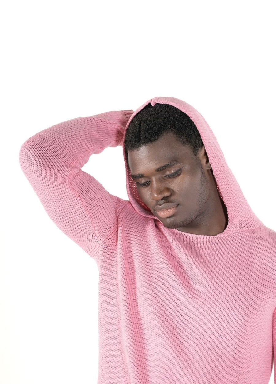 RAS 1 : COTTON MESH HOODIE KNIT / PINK